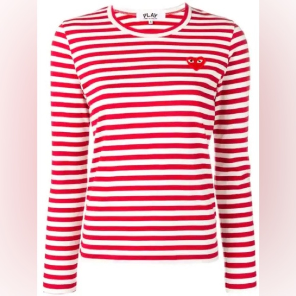 Comme des Garcons Play Red & White Striped Heart